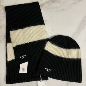 NWT Tory Burch Beanie and Scarf Set